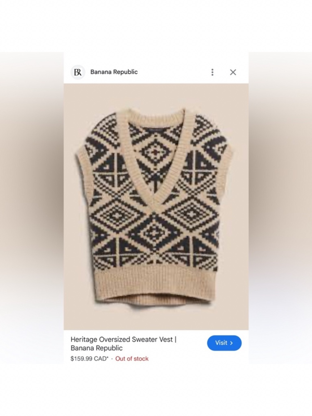 Banana Republic Heritage Oversized Sweater Vest.  size M/L - Picture 4 of 9